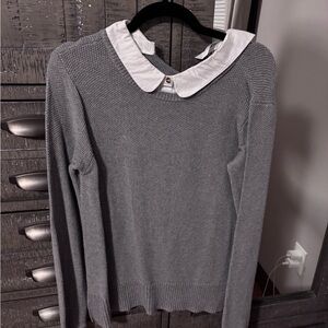 Nursing/pumping Gray Sweater with White Collar